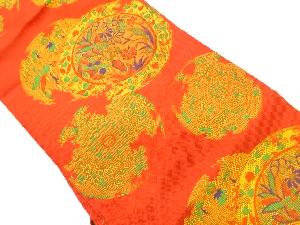 変わり丸文に草花模様織出し名古屋帯